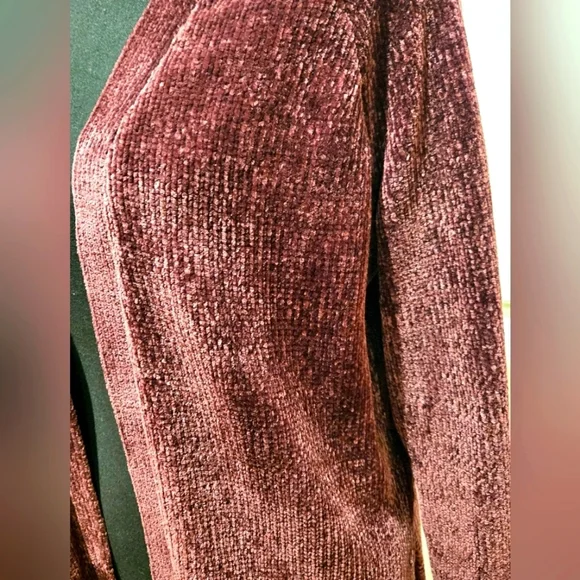 LOFT Cardigan Soft Chenille Sz Small Cranberry Color - Picture 2 of 9